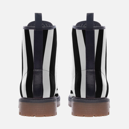 Black White Stripes Boots