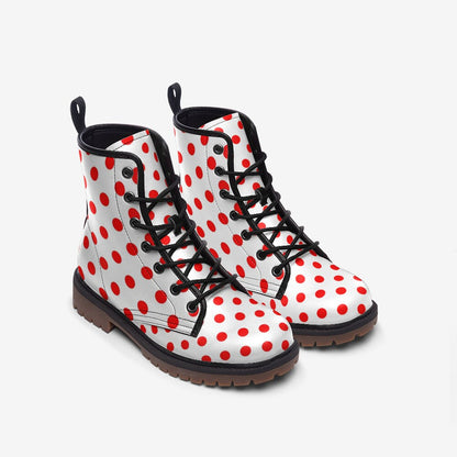 Red Polka Dots Boots White and Red Rockabilly