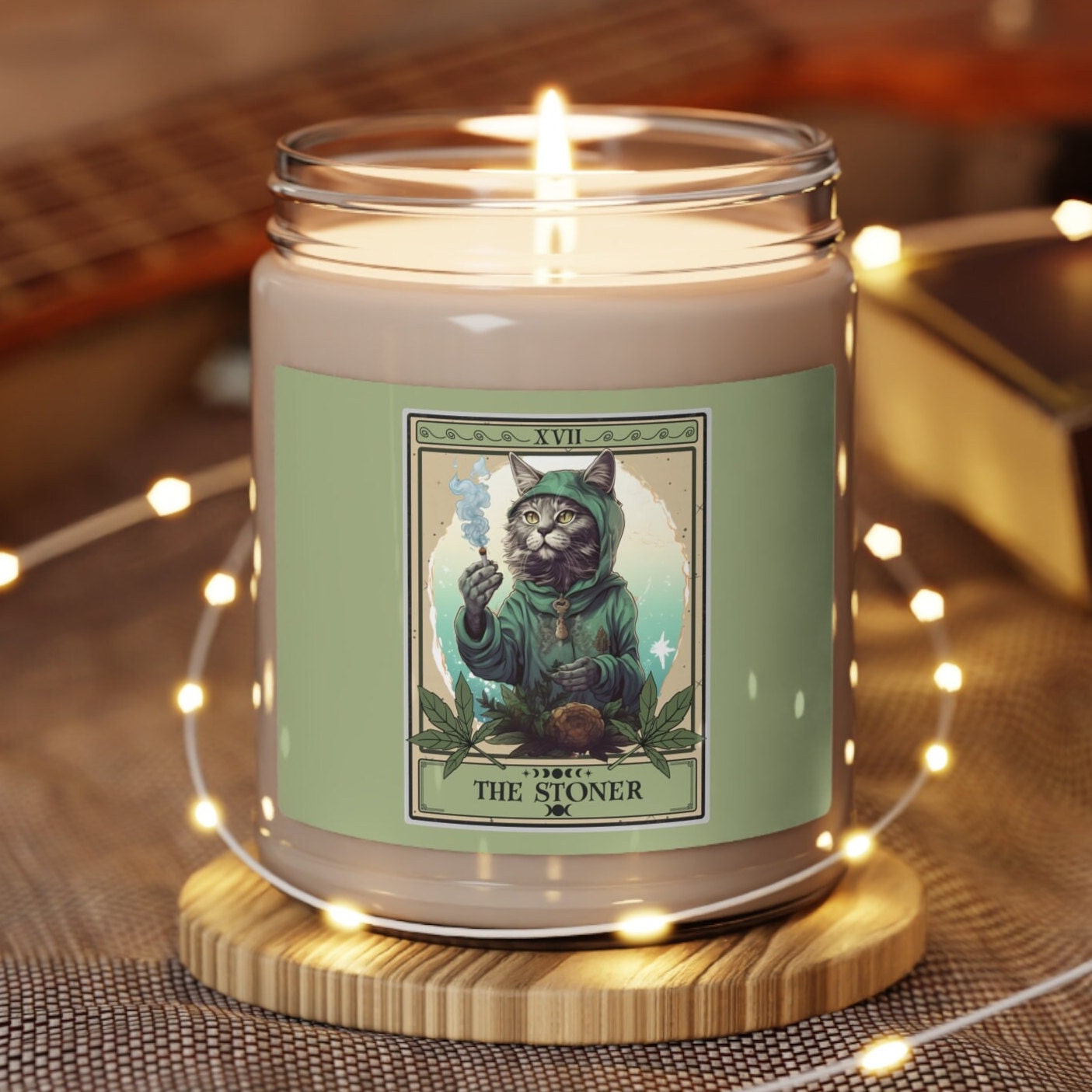 The Stoner Cat Tarot Card Candle, 9oz (2.8" x 3.5")