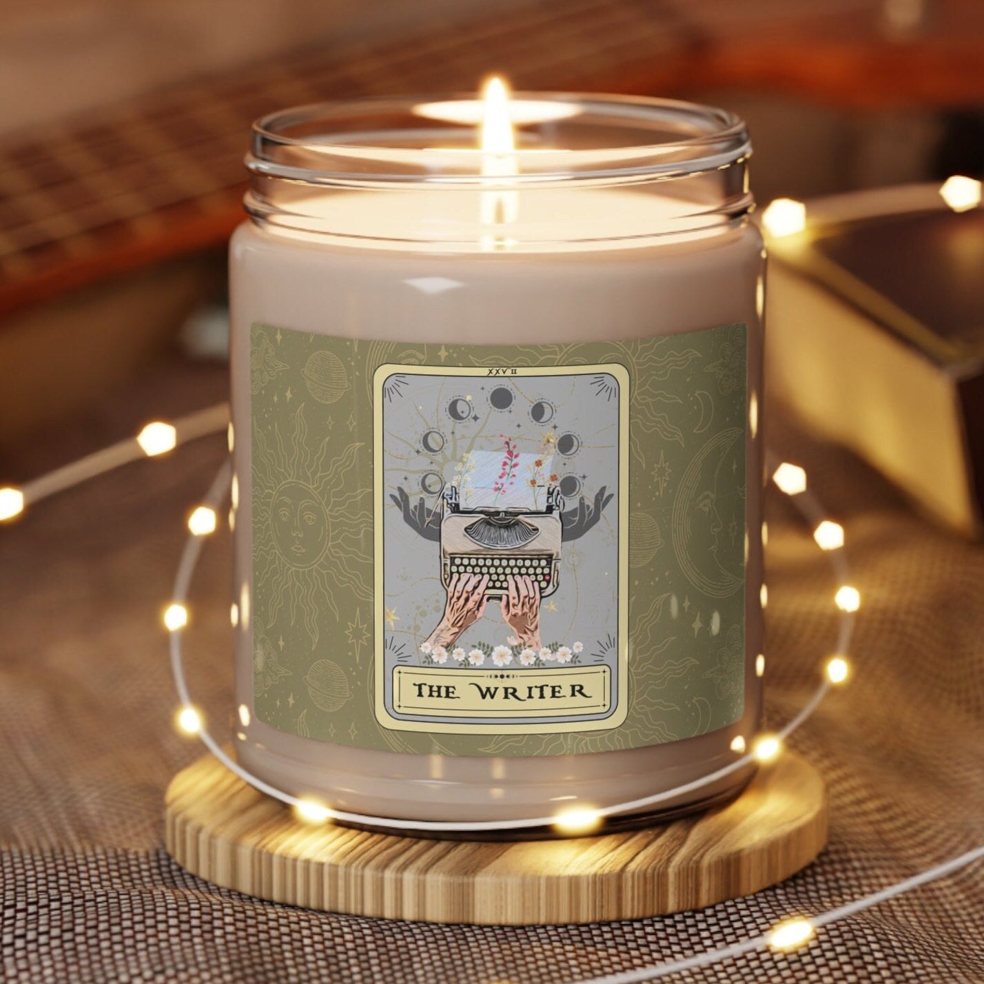 The Writer Tarot Card Scented Soy Candle, 9oz (2.8" x 3.5")