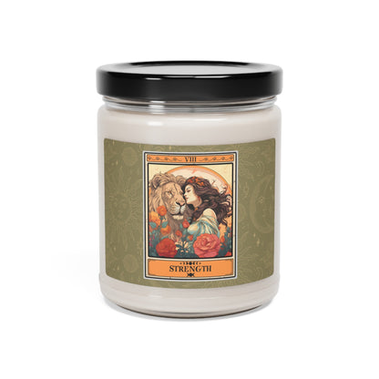 Strength Tarot Card Candle Scented Soy Candle, 9oz (2.8" x 3.5")