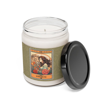 Strength Tarot Card Candle Scented Soy Candle, 9oz (2.8" x 3.5")