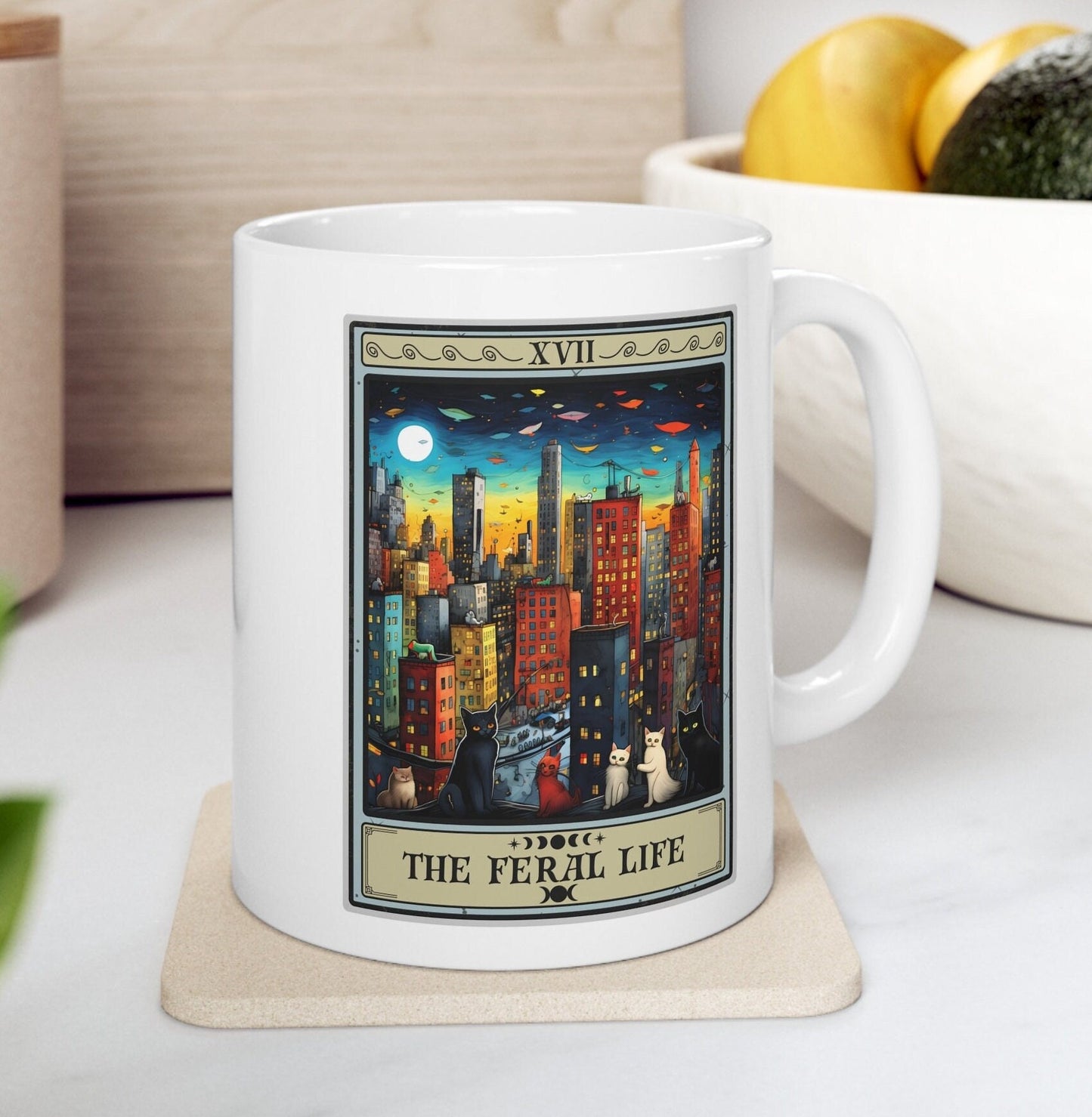 The Feral Life Tarot Card Mug, Feral Cat