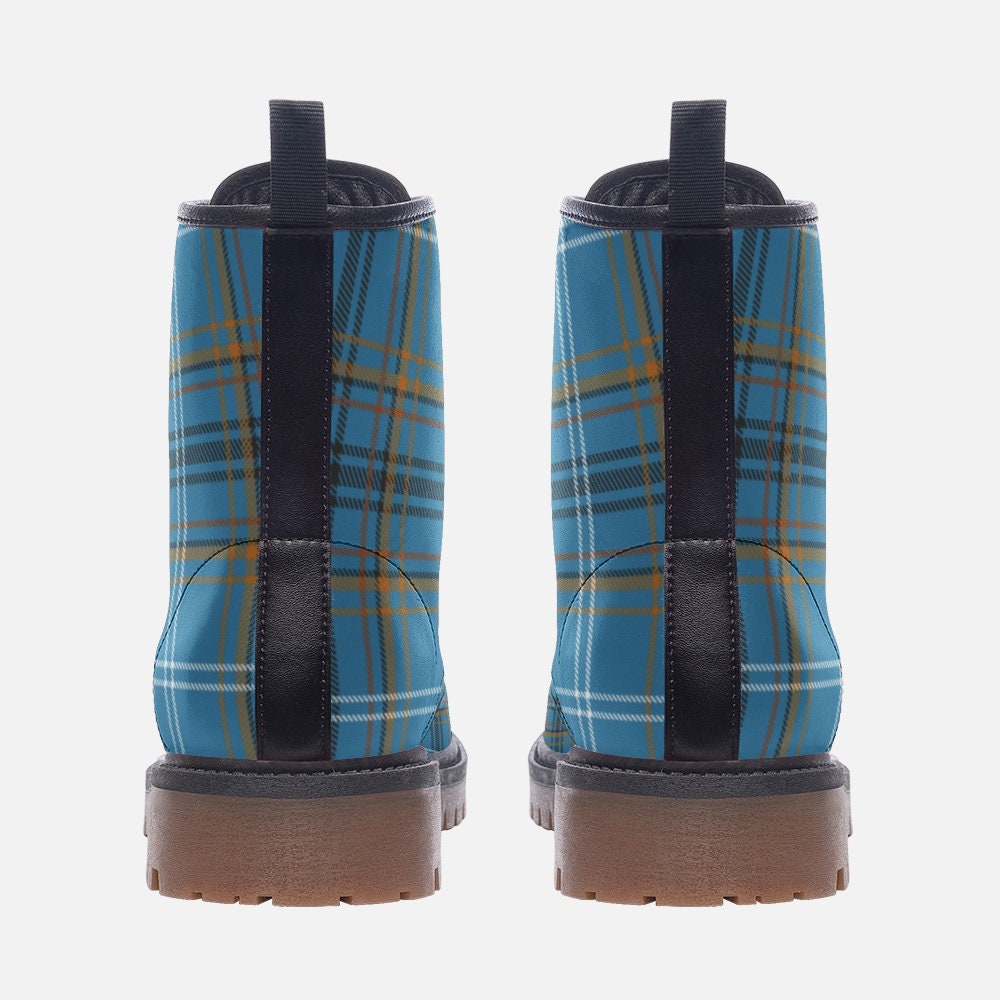 Scottish Boots Light Blue Plaid Tartan