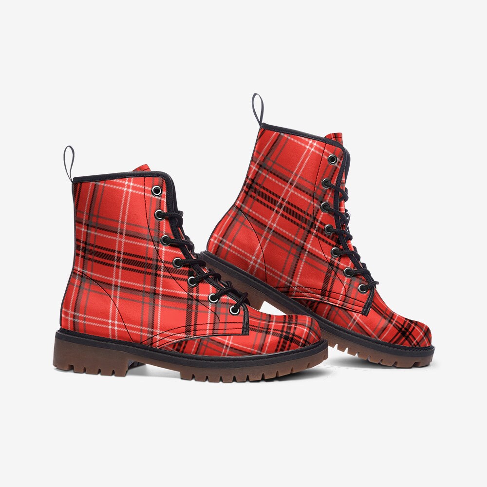 Scottish Boots Tartan Red and Black