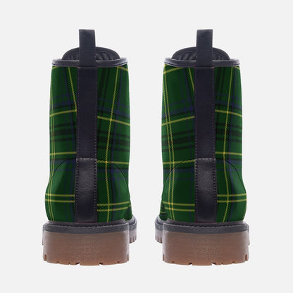 Scottish Boots Green And Yellow Tartan Plaid