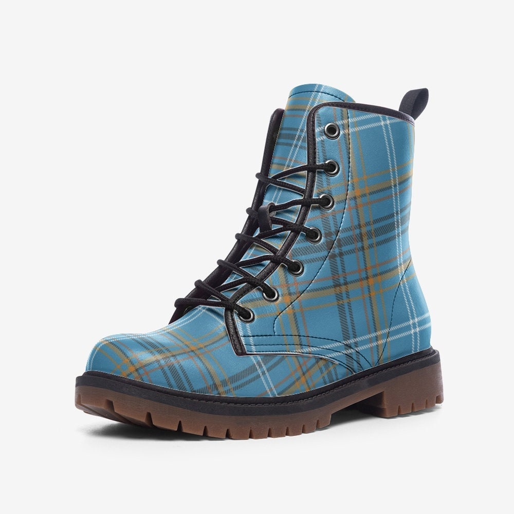 Scottish Boots Light Blue Plaid Tartan