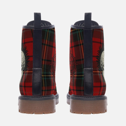 Punk Rock Boots Skull Red Black Tartan Plaid