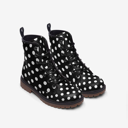 Polka Dot Boots Black And White Rockabilly