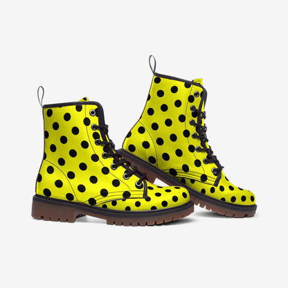 Rockabilly Polka Dot Boots Yellow and Black