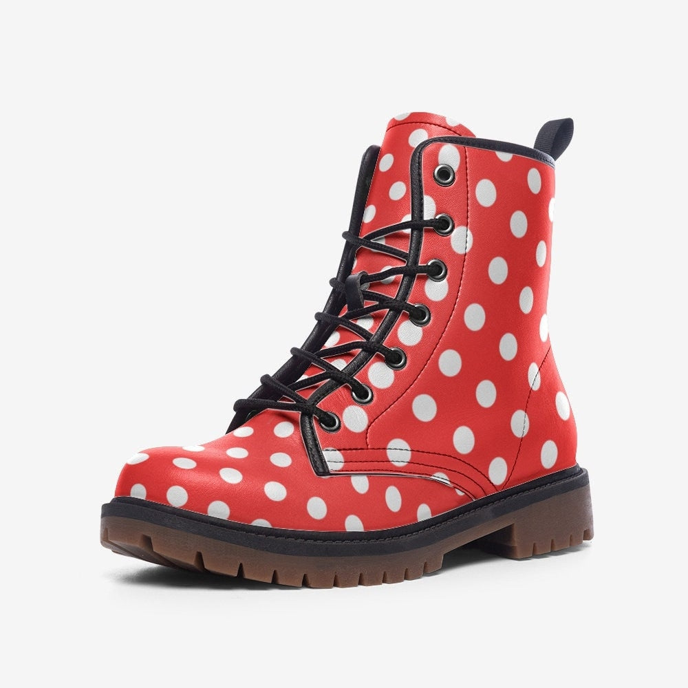 Polka Dot Boots Red and White Rockabilly