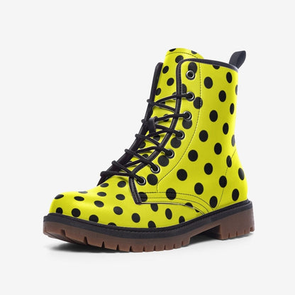 Rockabilly Polka Dot Boots Yellow and Black