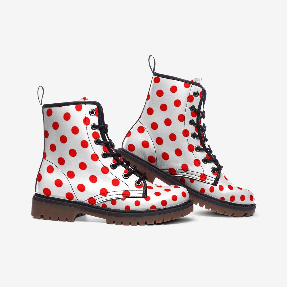 Red Polka Dots Boots White and Red Rockabilly