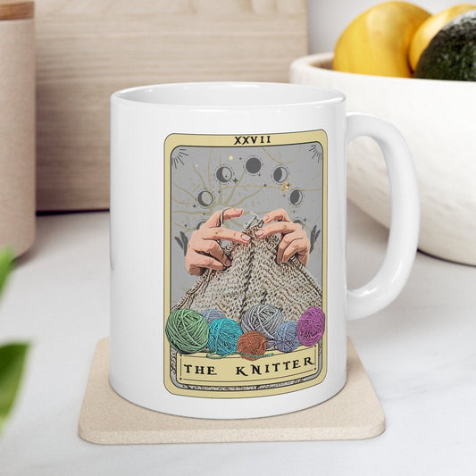 Knitter Tarot Card Mug, Knitting