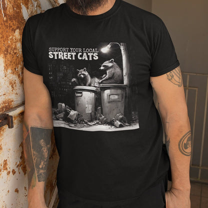 Support Your Local Street Cats T-shirt, Raccoon Lover