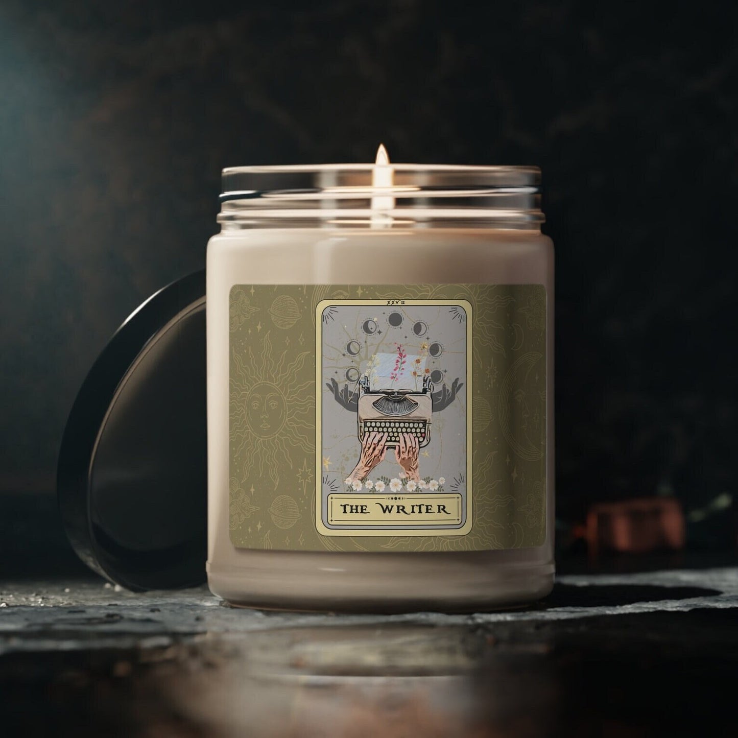 The Writer Tarot Card Scented Soy Candle, 9oz (2.8" x 3.5")