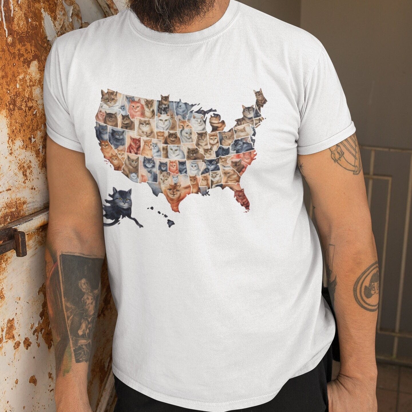 Cats Lovers USA Map Shirt