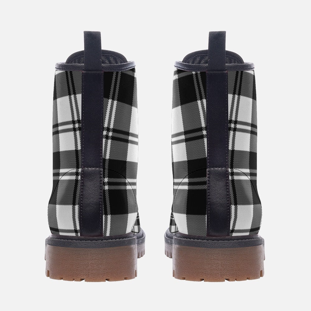 Black and White Tartan Boots