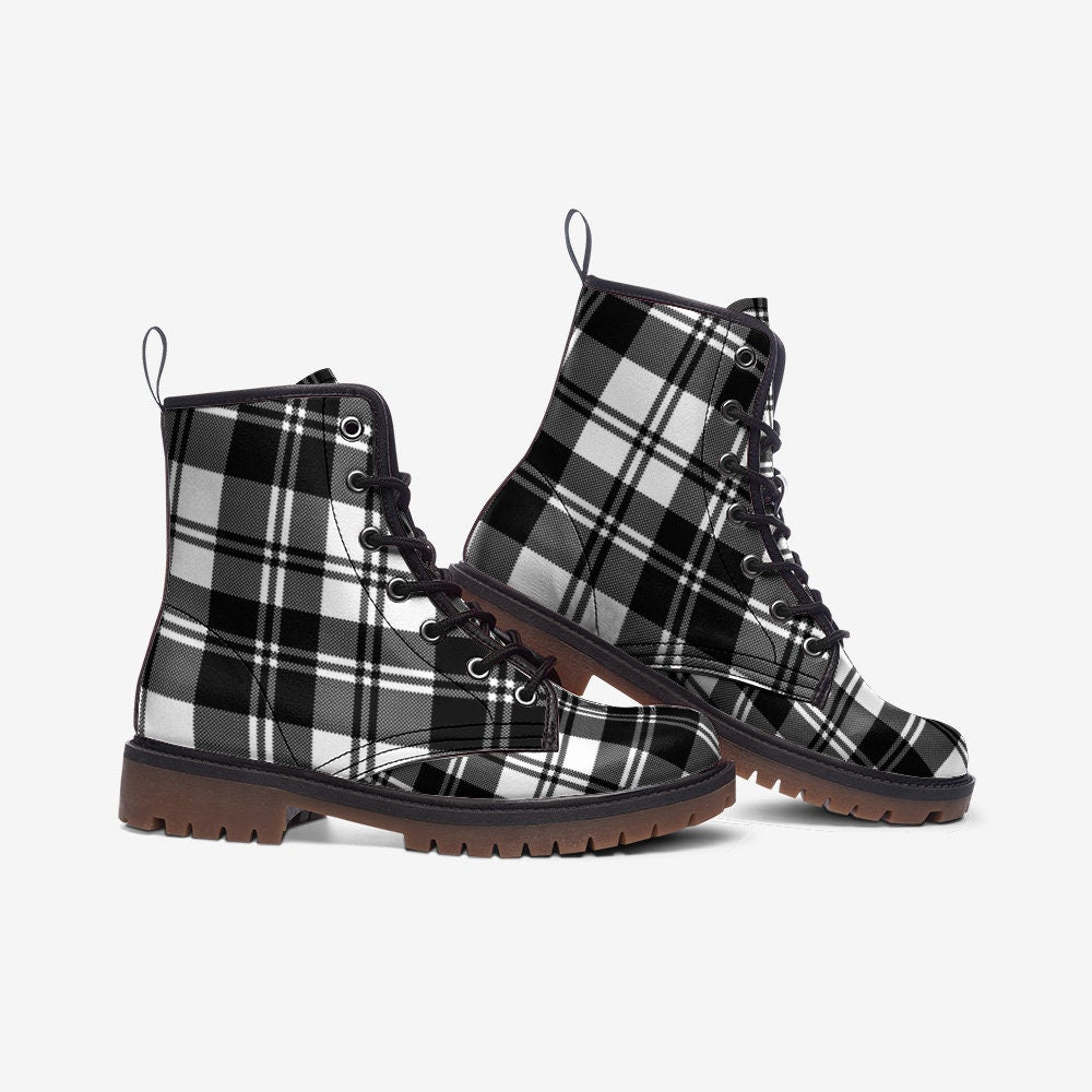 Black and White Tartan Boots