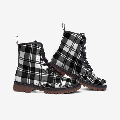 Black and White Tartan Boots