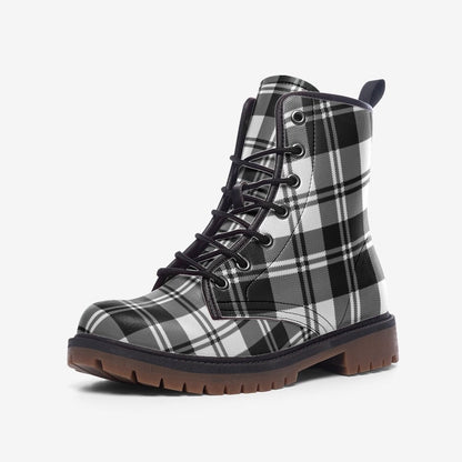 Black and White Tartan Boots