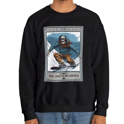 The Snowboarder Tarot Card Sweatshirt, Skeleton Snowboarding