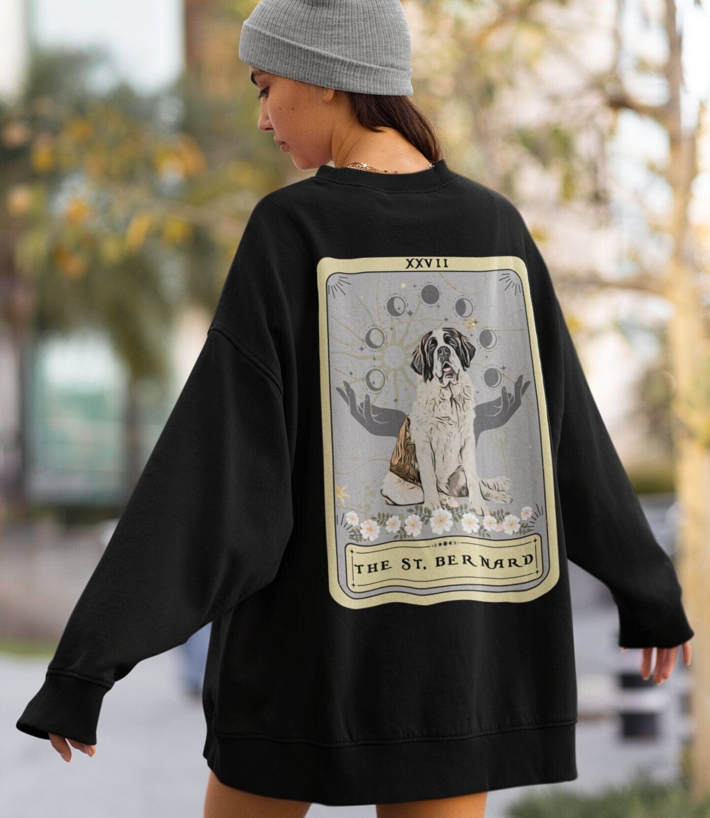 The St Bernard Tarot Card Sweatshirt BACK Print Dog Lover