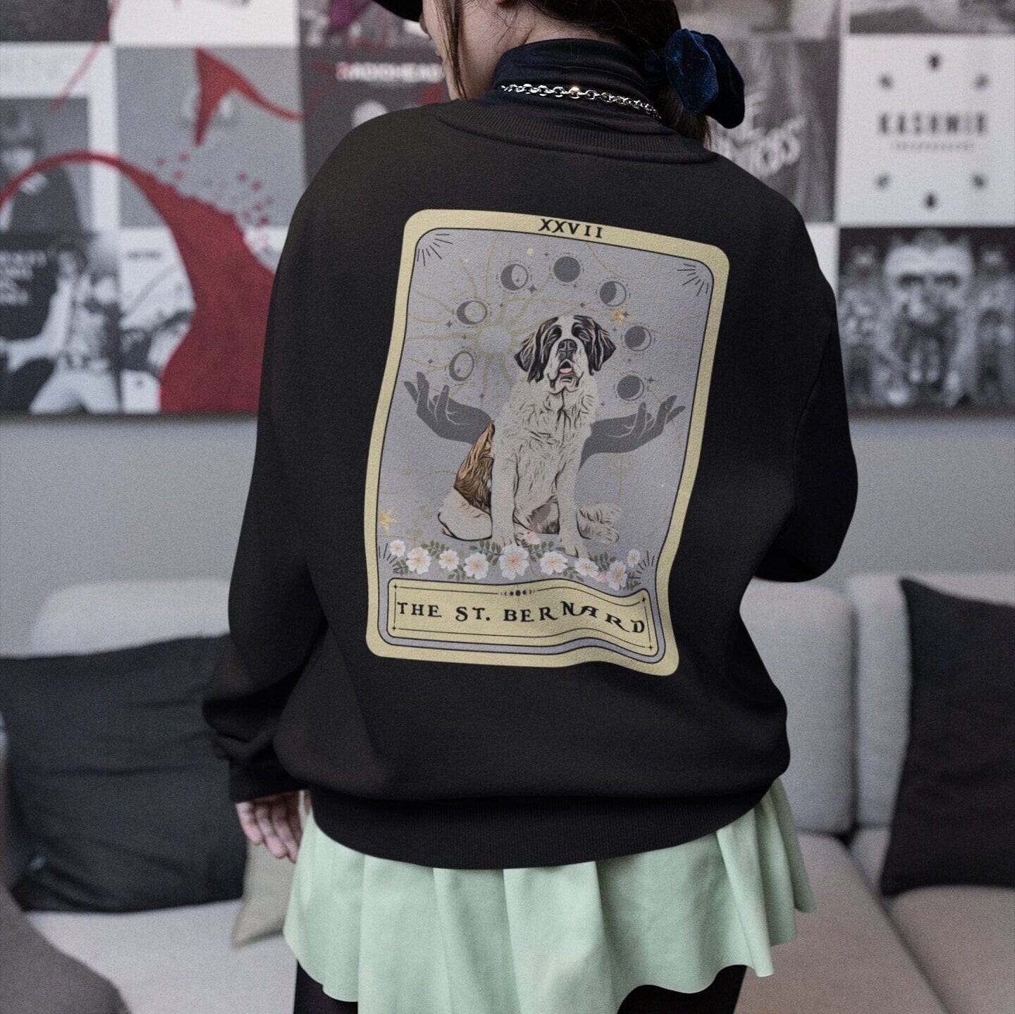 The St Bernard Tarot Card Sweatshirt BACK Print Dog Lover