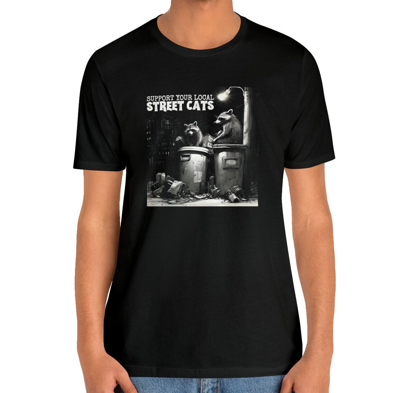 Support Your Local Street Cats T-shirt, Raccoon Lover