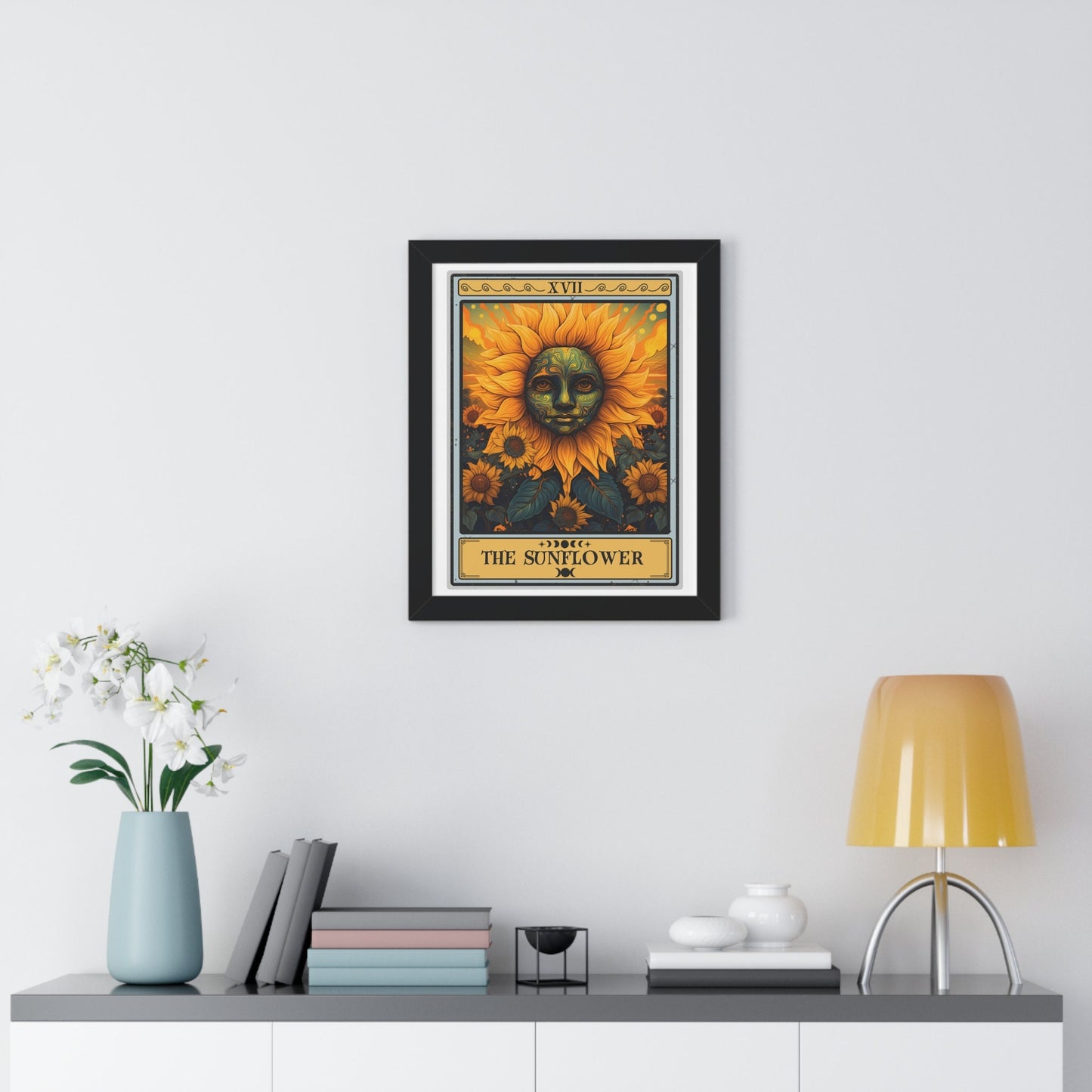 Sunflower Tarot Card Framed Print Wall Art