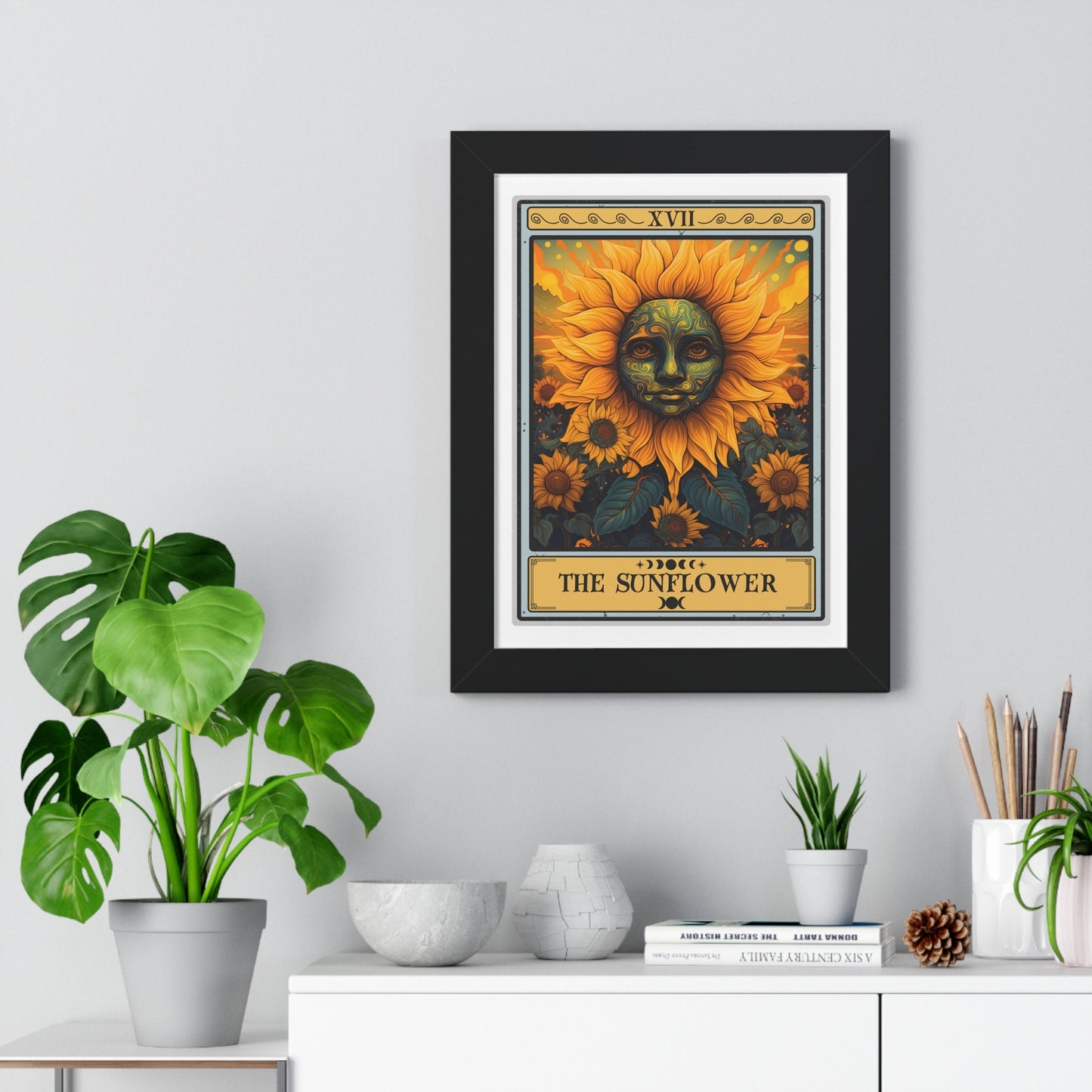 Sunflower Tarot Card Framed Print Wall Art