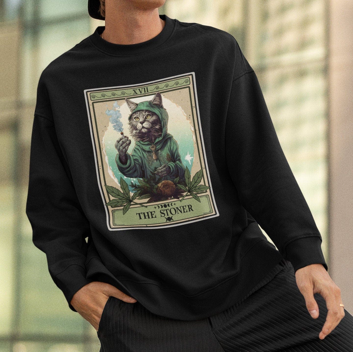 The Stoner Tarot Card Sweatshirt Cat Stoner