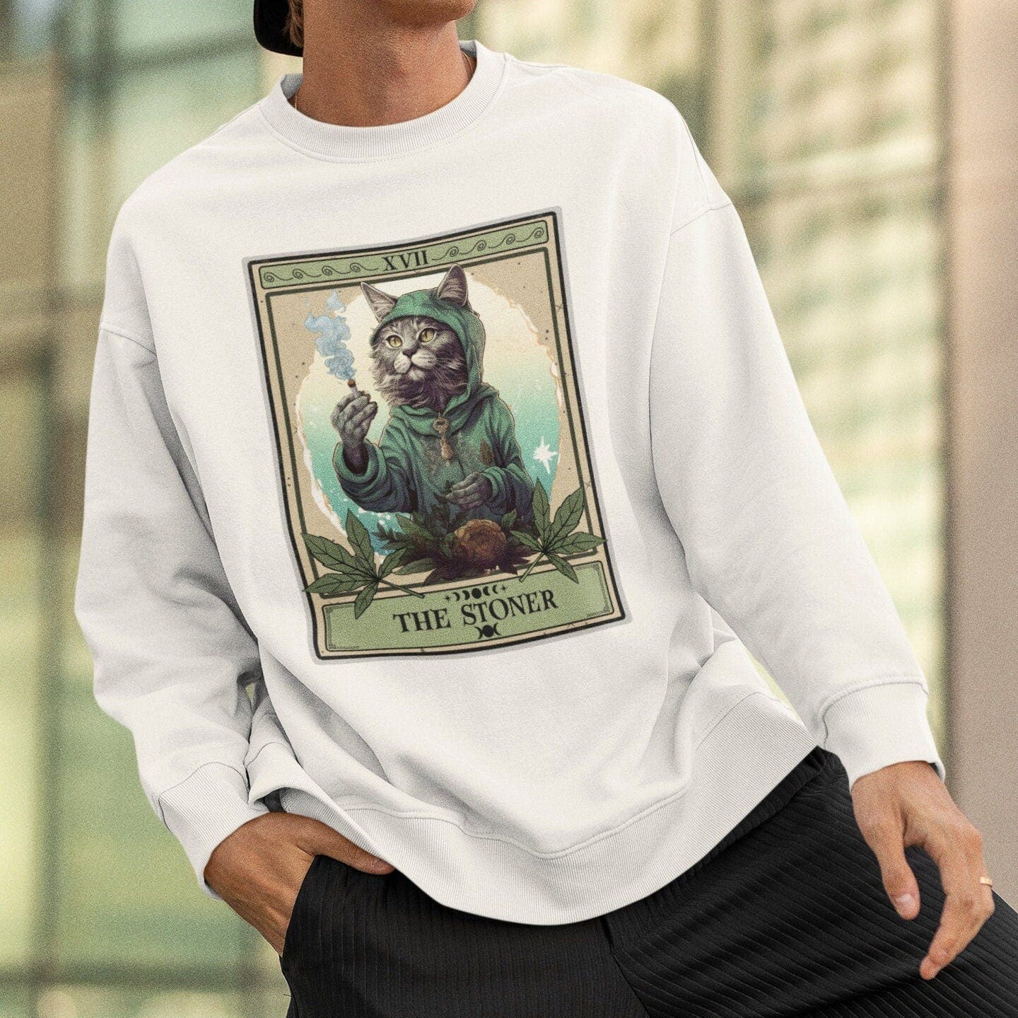 The Stoner Tarot Card Sweatshirt Cat Stoner