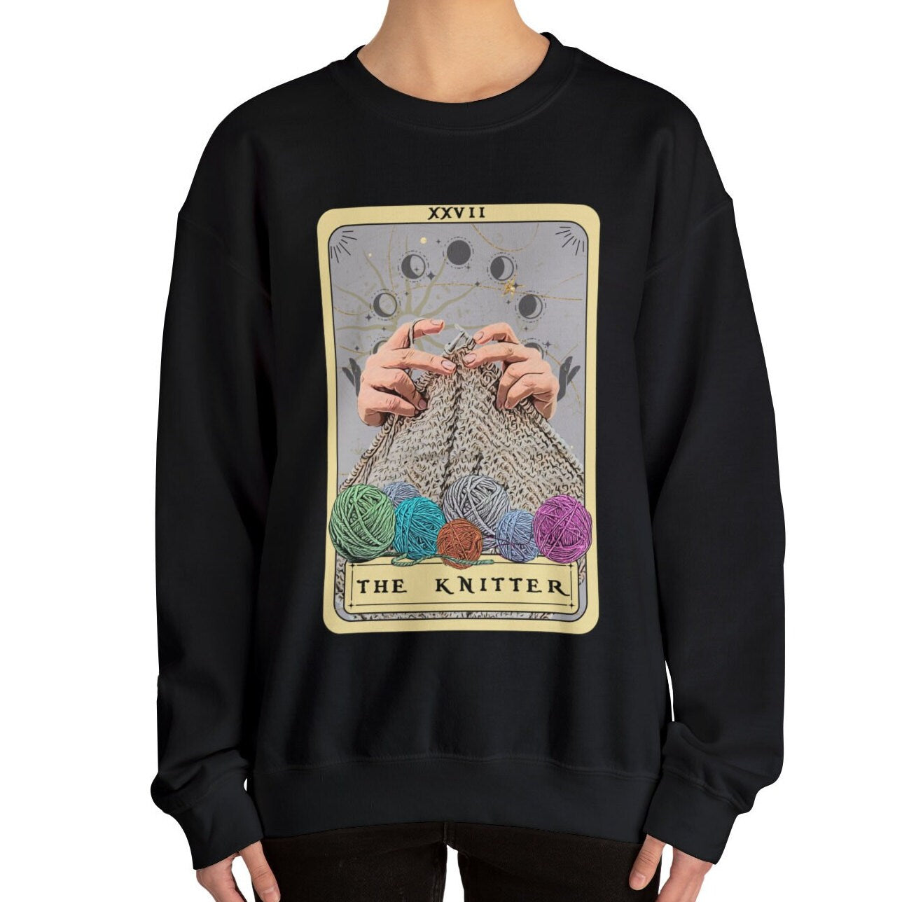 The Knitter Tarot Card Sweatshirt Knitting