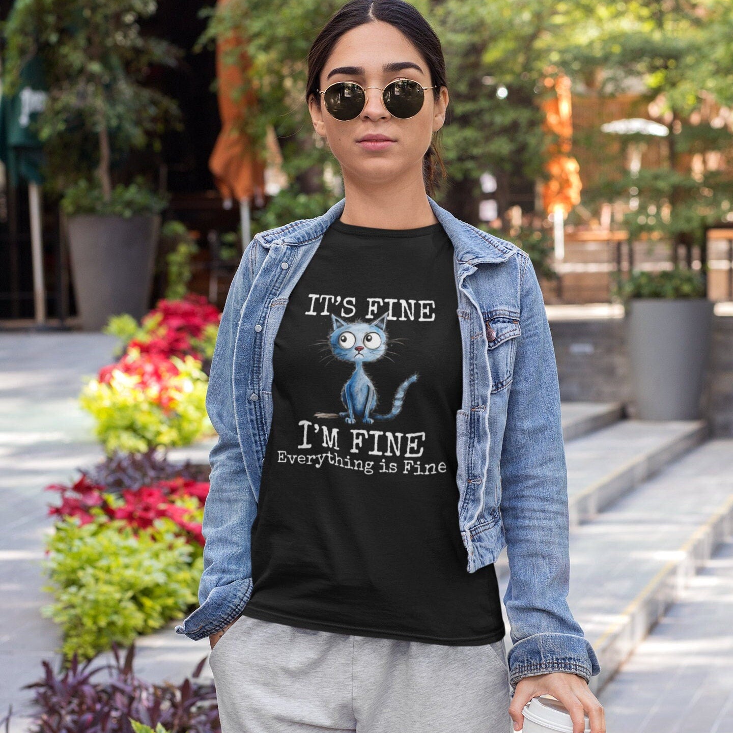 I'm Fine Everything is Fine Shirt Cat