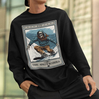 The Snowboarder Tarot Card Sweatshirt, Skeleton Snowboarding