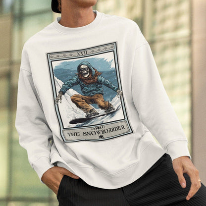 The Snowboarder Tarot Card Sweatshirt, Skeleton Snowboarding