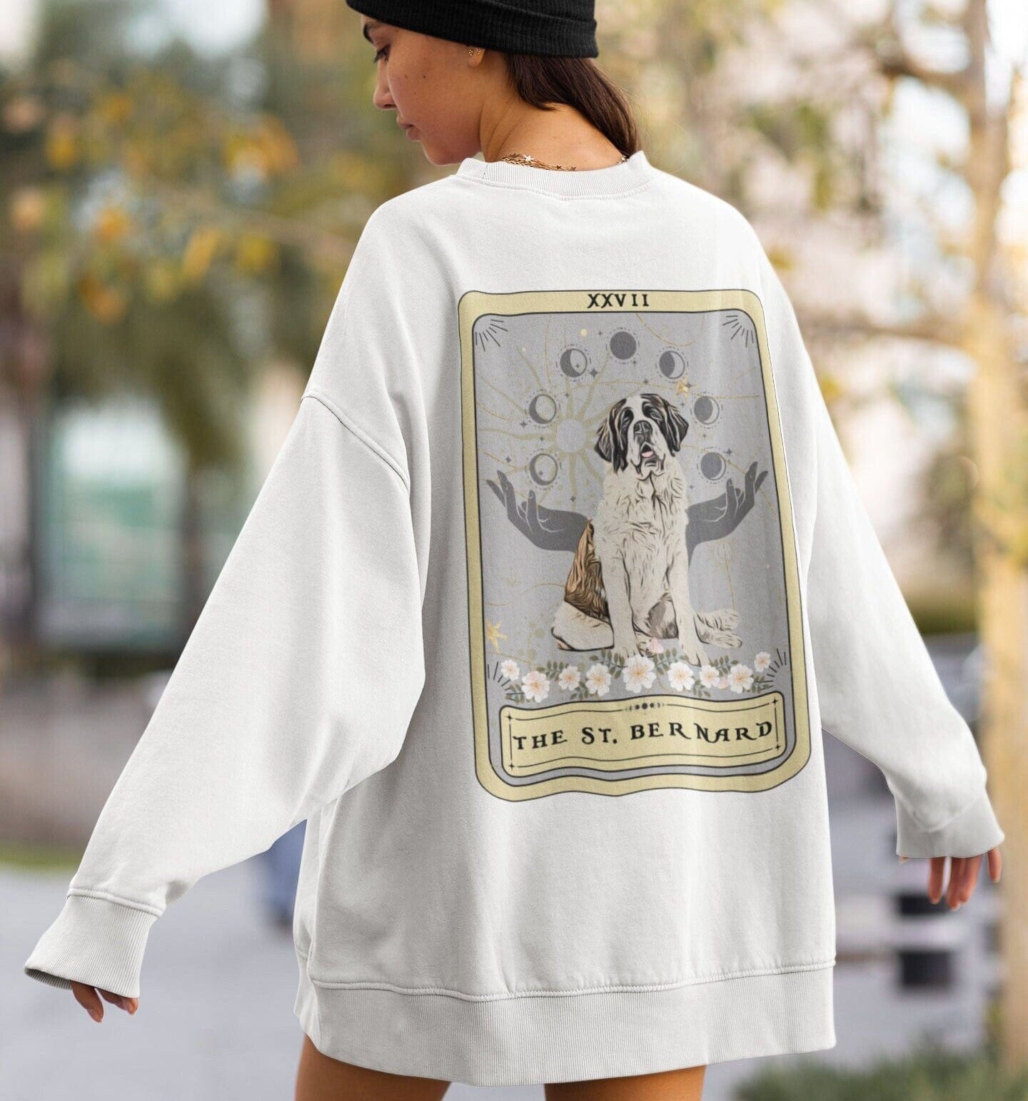 The St Bernard Tarot Card Sweatshirt BACK Print Dog Lover