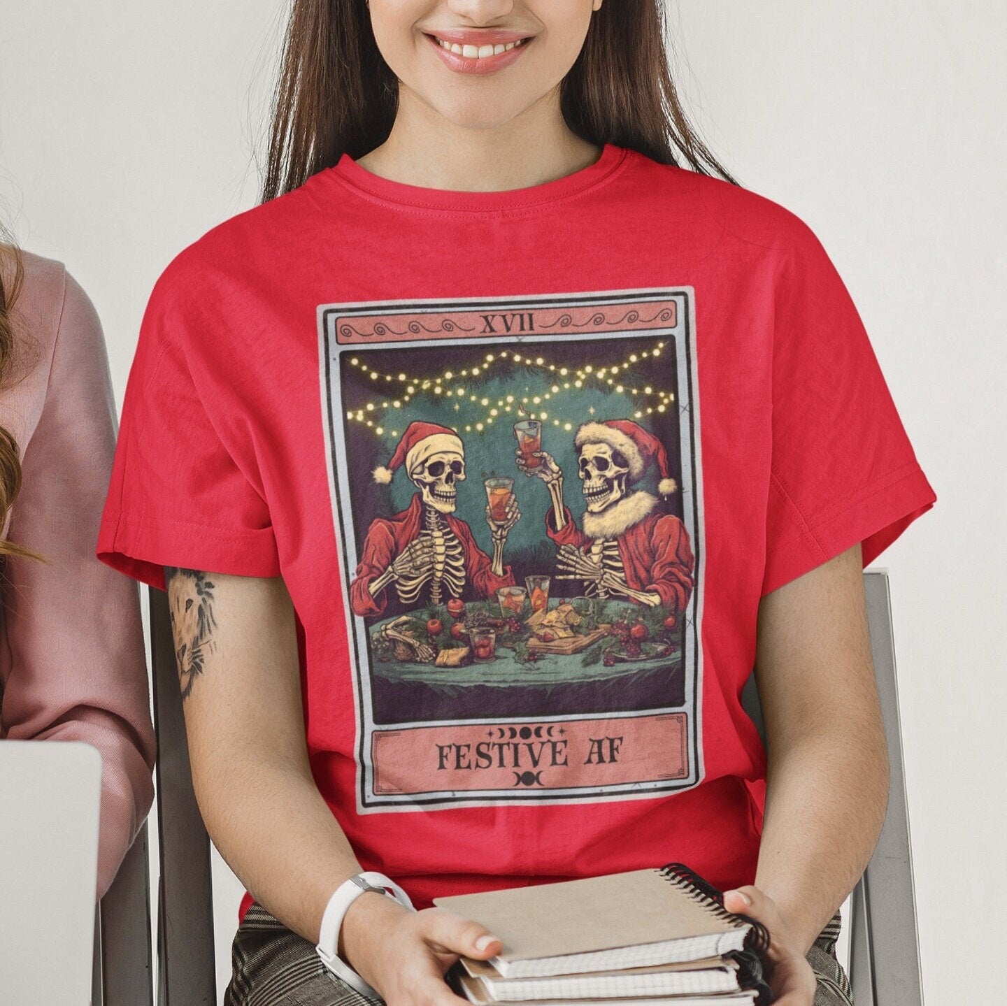 Skeleton Christmas Tarot Card Shirt