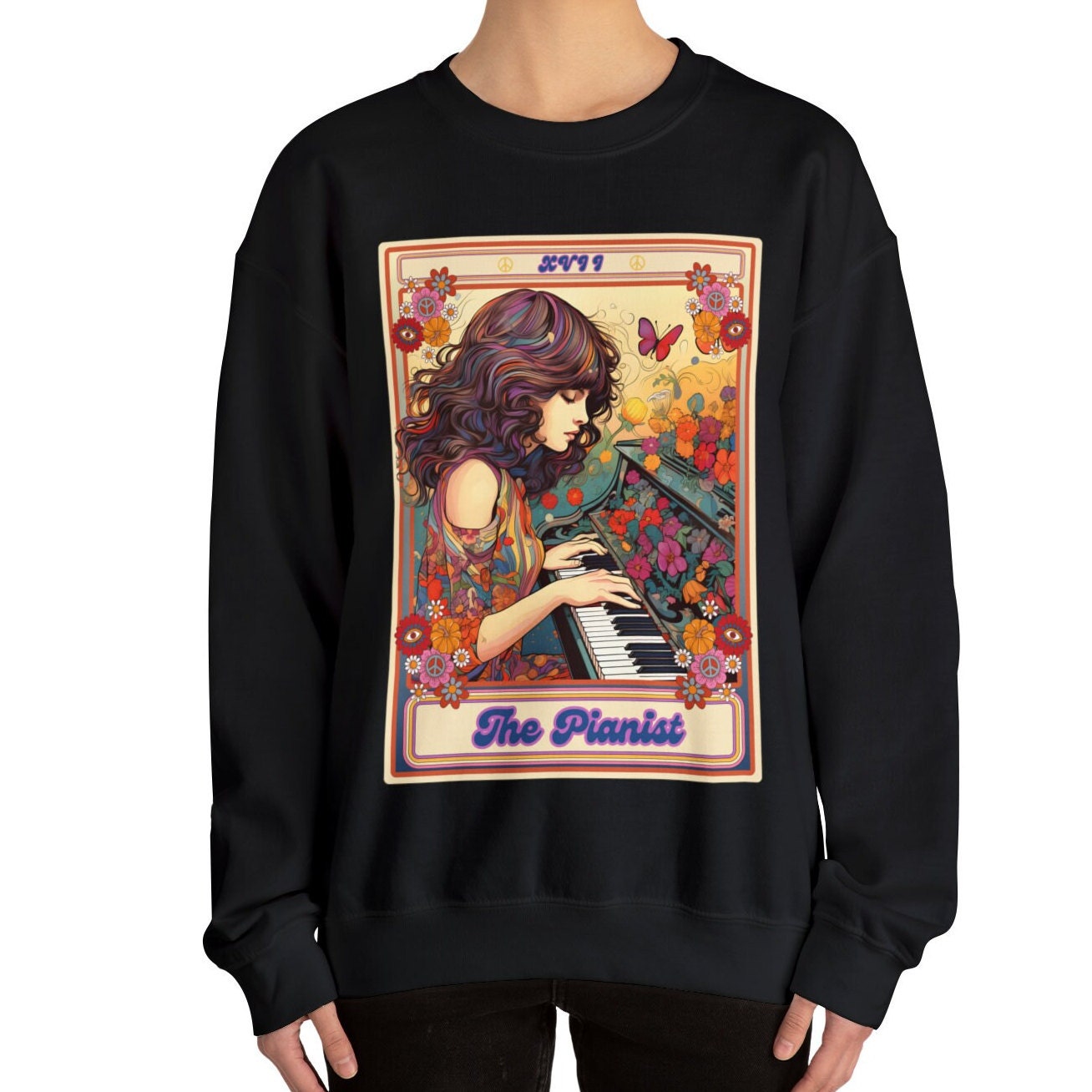 The Pianist Tarot Card Sweatshirt, Piano Player