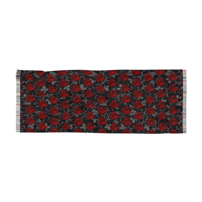 Red on Black Red Roses Scarf