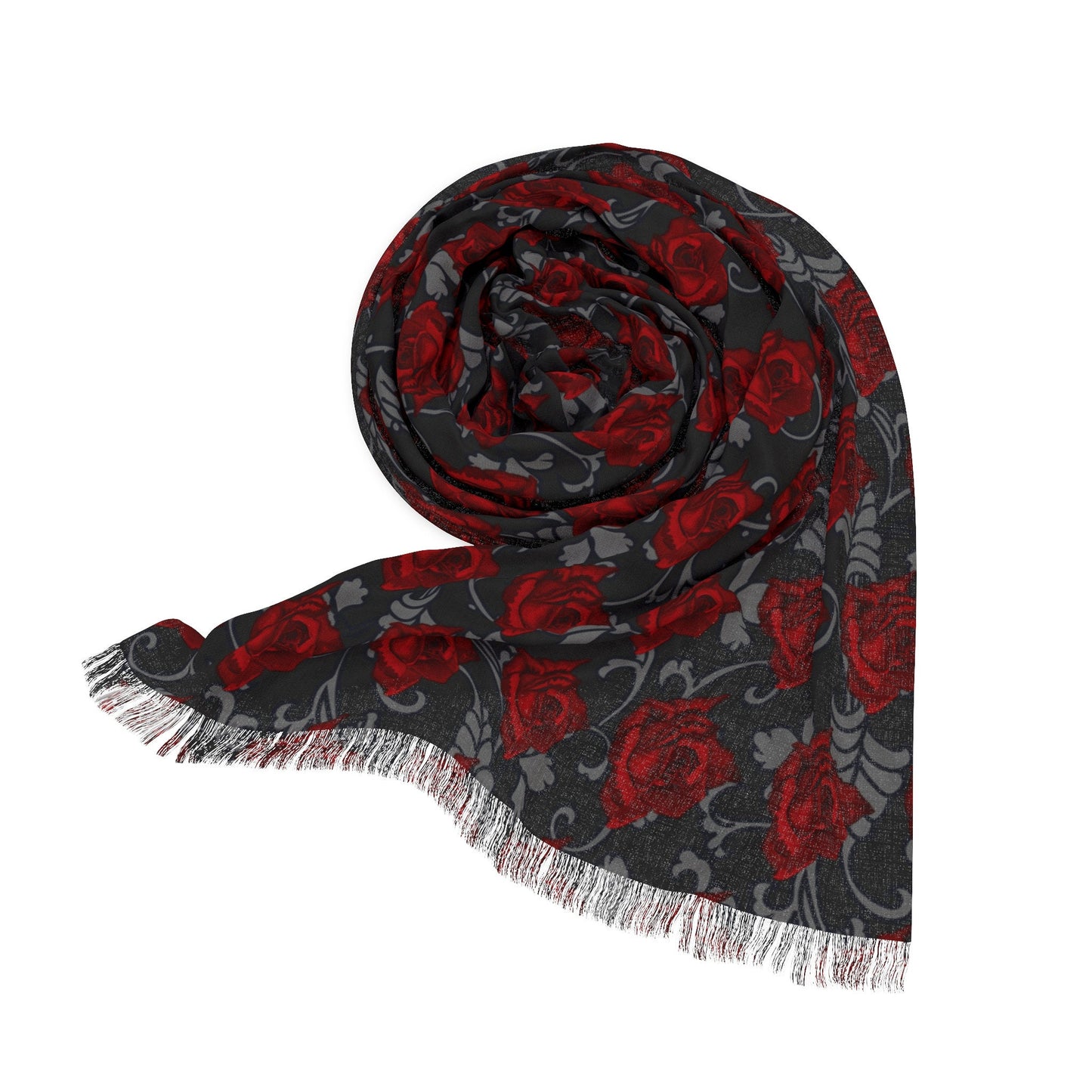 Red on Black Red Roses Scarf