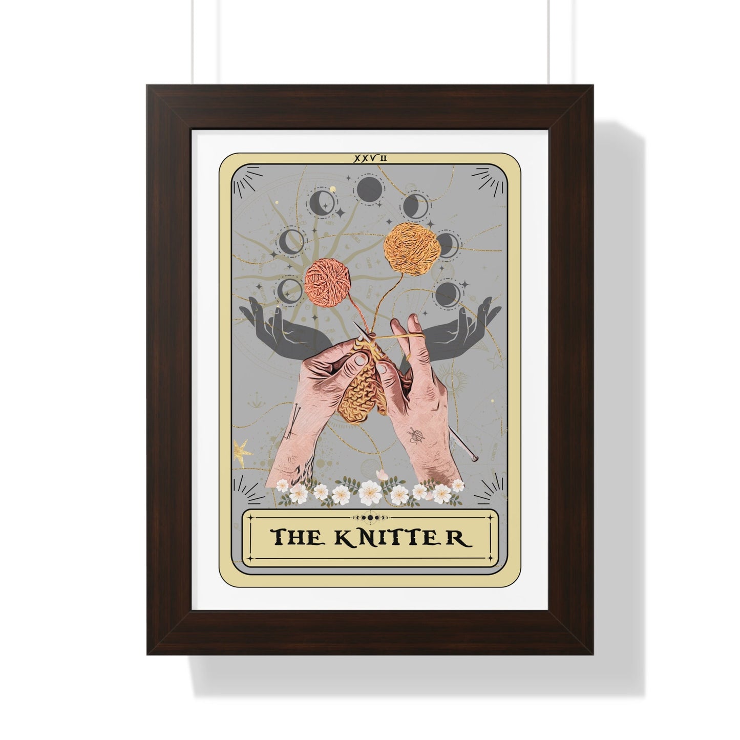 The Knitter Tarot Card Framed Print, Knitting