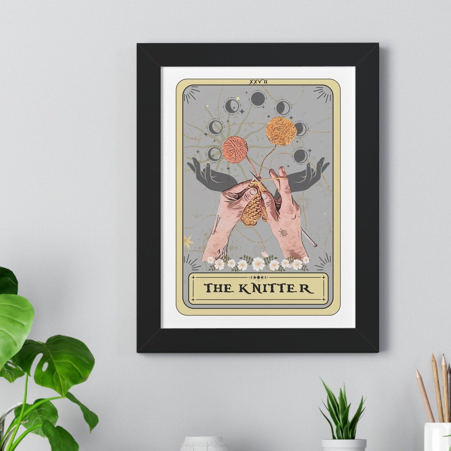 The Knitter Tarot Card Framed Print, Knitting