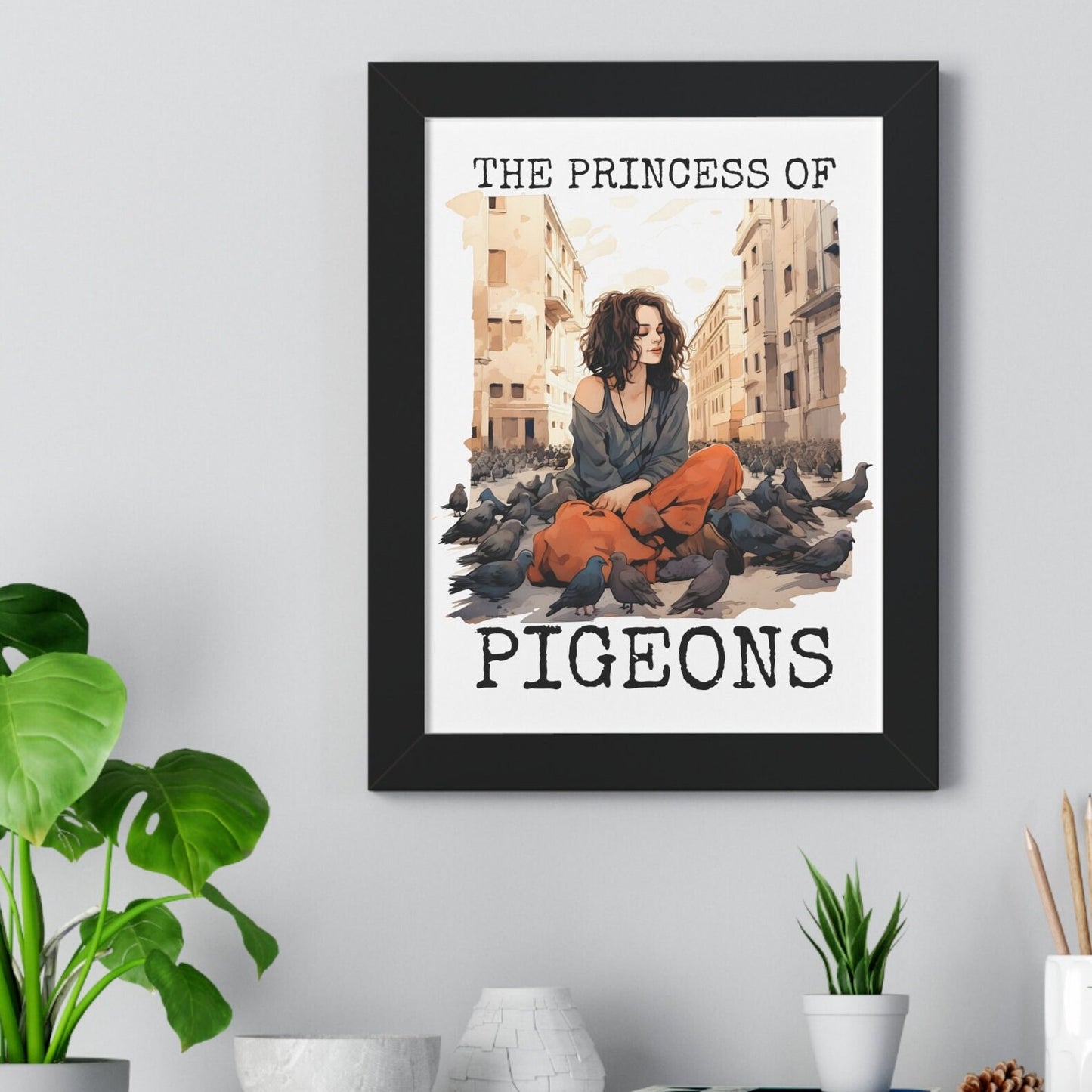 The Princess Of Pigeons Framed Print, Bird Pigeon Wall Art