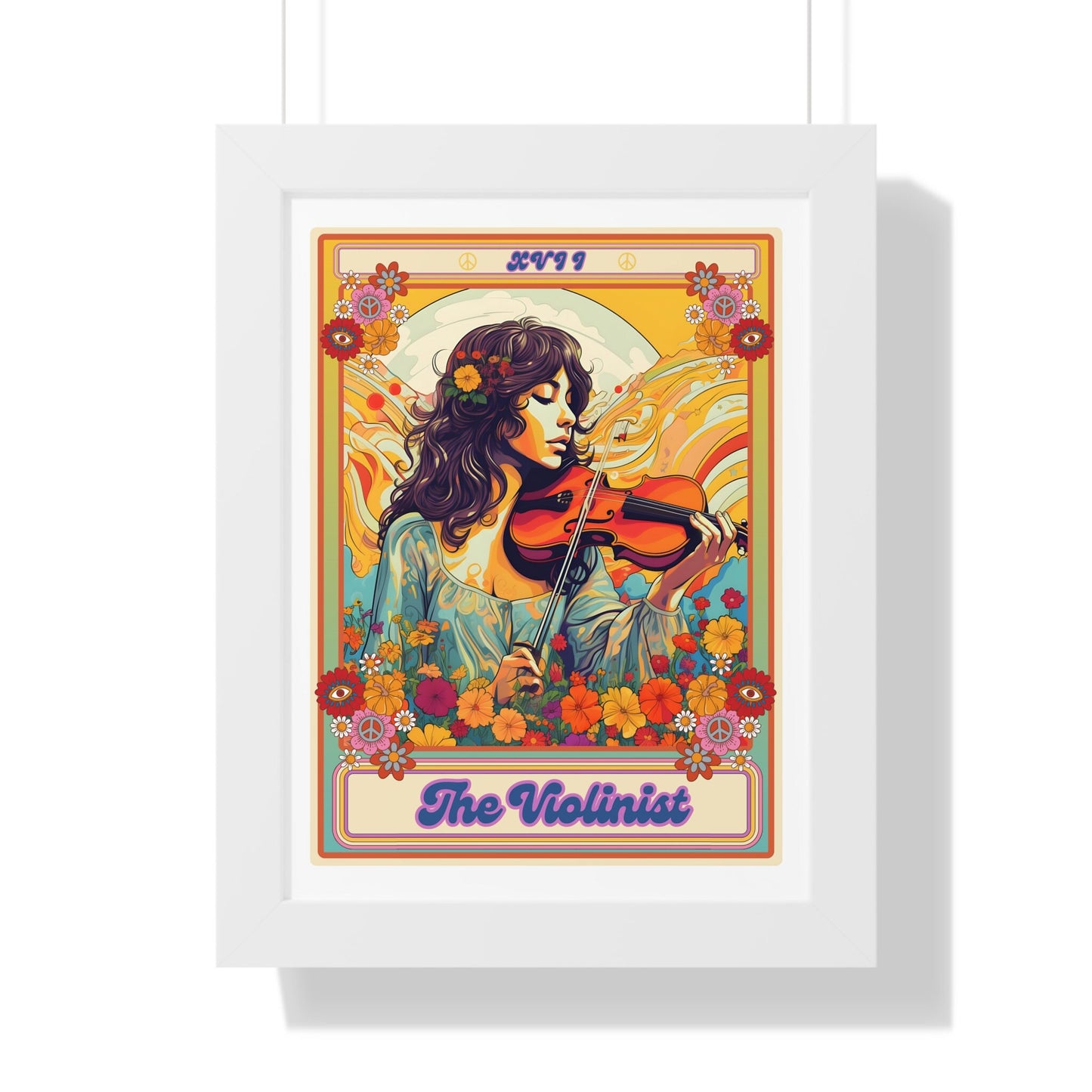 The Violinist Tarot Card Framed Print, Violin Wall Art