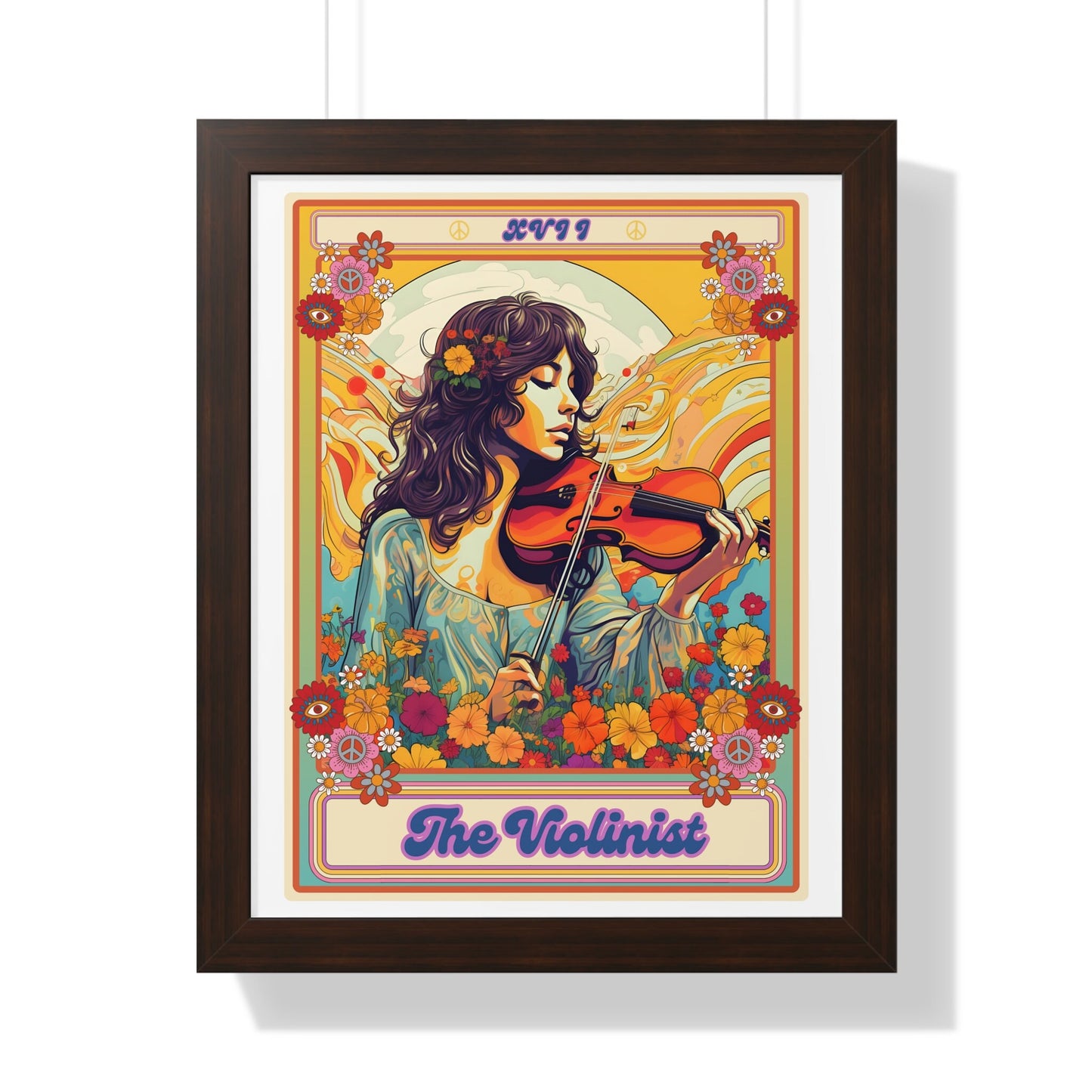 The Violinist Tarot Card Framed Print, Violin Wall Art