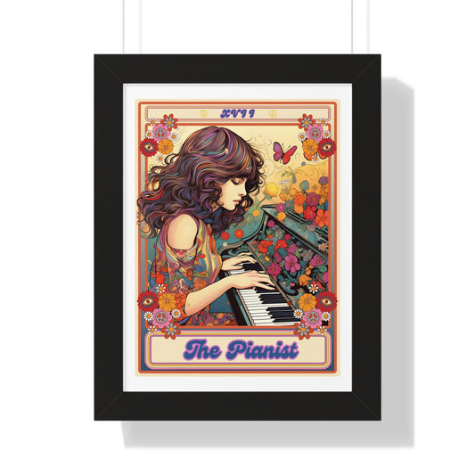 The Pianist Tarot Card Framed Print, Piano Wall Decor