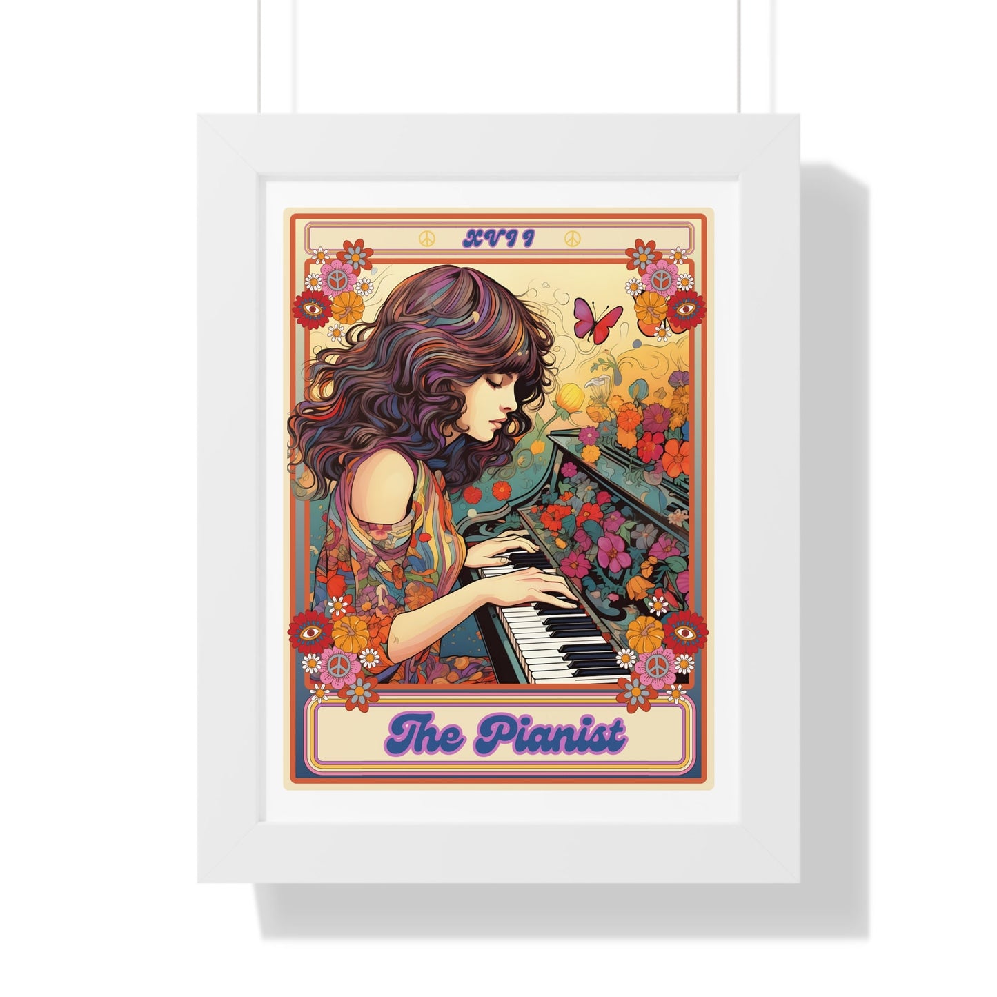 The Pianist Tarot Card Framed Print, Piano Wall Decor