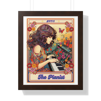 The Pianist Tarot Card Framed Print, Piano Wall Decor